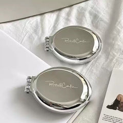 Mini Folding Round Hairbrush with Pocket Air Cushion & Double Sided Cosmetic Mirror ABS Material Personalized