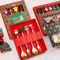 Christmas Stainless Steel Tableware Gift Set – 4PCS Spoon & Fork Set