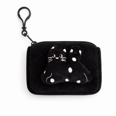 Cute Cat Plush Coin Pouch – Mini Zipper Wallet with Clip