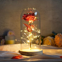LED ENCHANTED ROSE GLASS DOME
