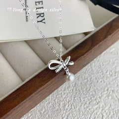 Ladies Necklace Bow with Pearl