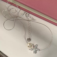 Ladies Necklace Pearl Starfish