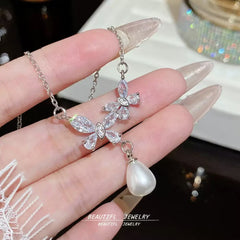 Ladies Necklace Crystal Butterfly