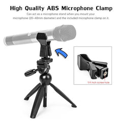 YUNTENG Selfie Stick Camera Tripod with Microphone Clamp and Phone Holder VCT-2280