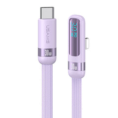 USAMS-SJ652 PD30W Type-C To Lightning Digital Display Fast Charging Elbow Data Cable 1.2m