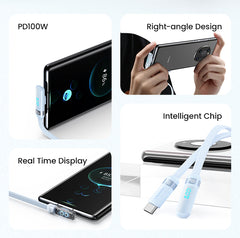 USAMS-SJ653 PD100W Type-C To Type-C Digital Display Fast Charging Elbow Data Cable 1.2m