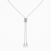 Elegant Zircon & Pearl Long Necklace