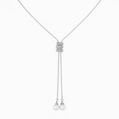 Elegant Zircon & Pearl Long Necklace