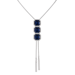 Blue Halo Tassel Chain Necklace