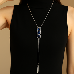 Blue Halo Tassel Chain Necklace