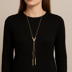 V-Shaped Crystal Long Lariat Sweater Necklace