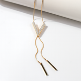 V-Shaped Crystal Long Lariat Sweater Necklace
