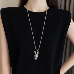 Crystal Bunny Long Pendant Necklace