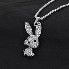 Crystal Bunny Long Pendant Necklace