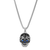 Blue Crystal Skull Pendant Necklace