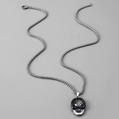 Blue Crystal Skull Pendant Necklace