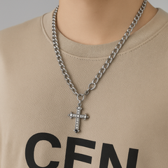Cross Pendant Chunky Chain Necklace
