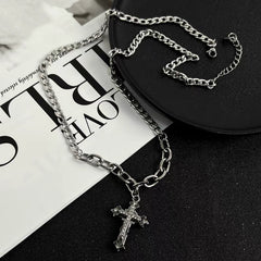 Cross Pendant Chunky Chain Necklace