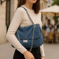 Denim Chain Shoulder Bag