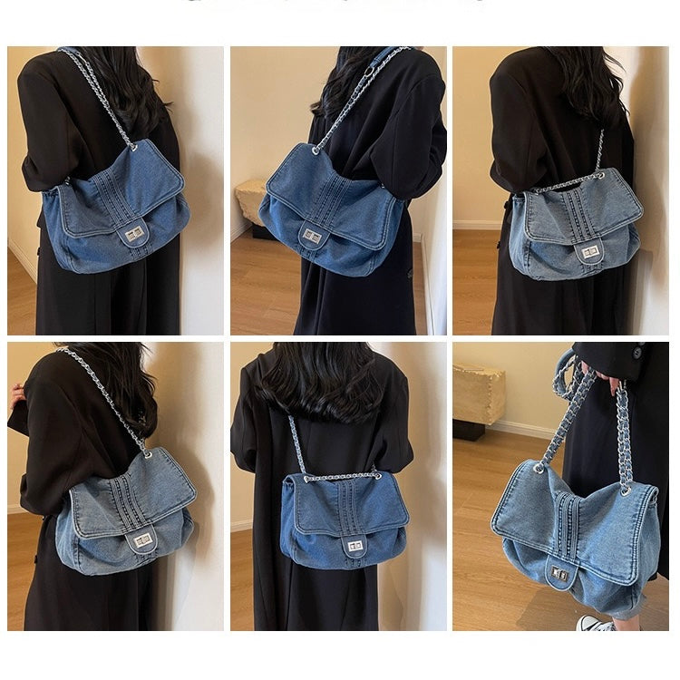 Denim Chain Shoulder Bag