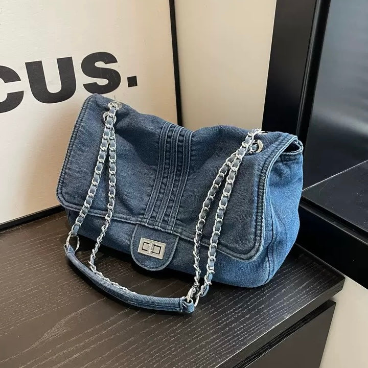 Denim Chain Shoulder Bag
