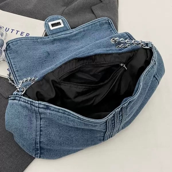 Denim Chain Shoulder Bag