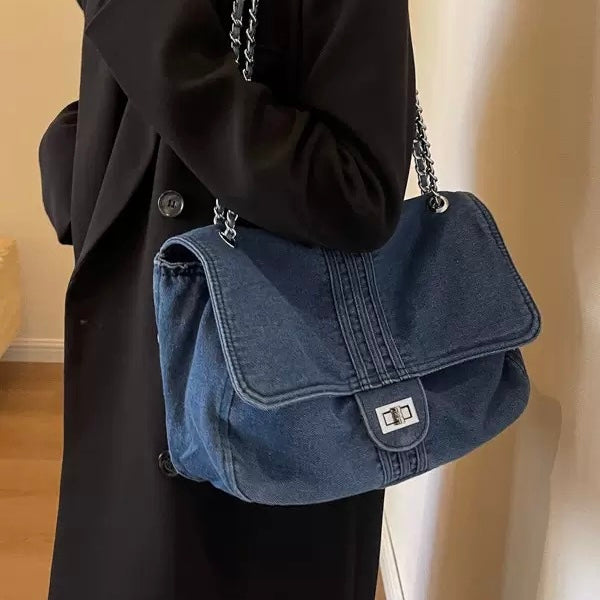 Denim Chain Shoulder Bag