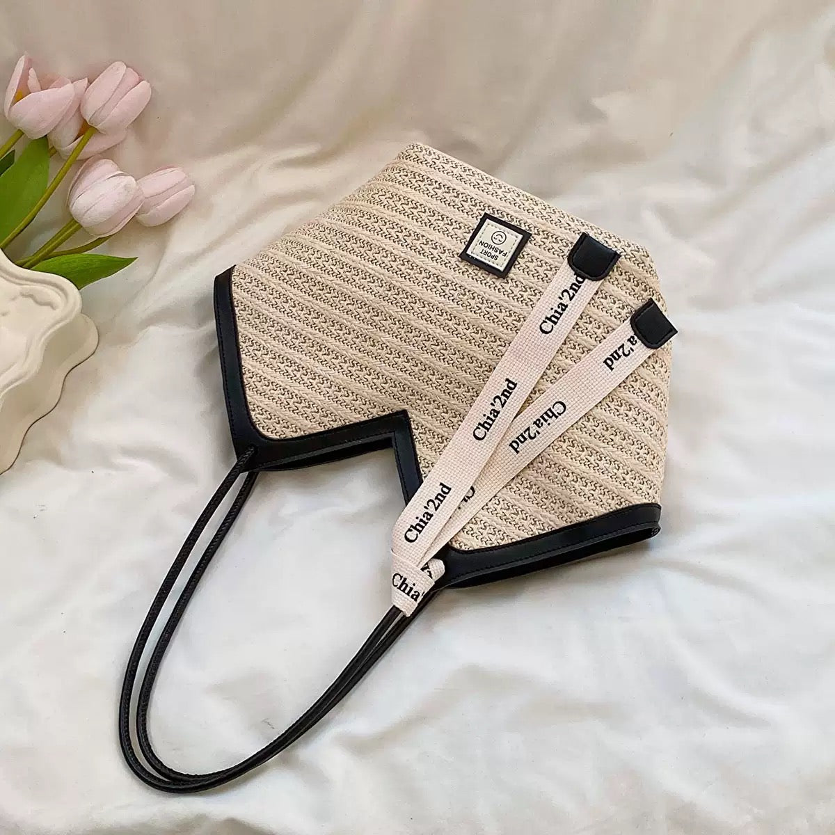 Woven Straw Tote Bag