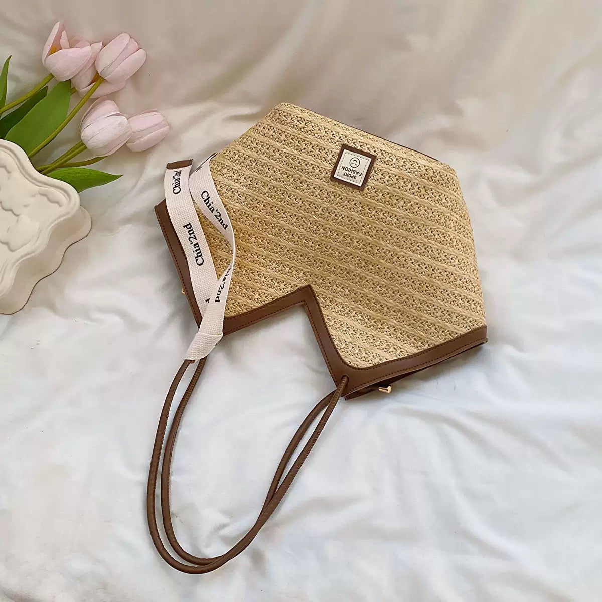 Woven Straw Tote Bag