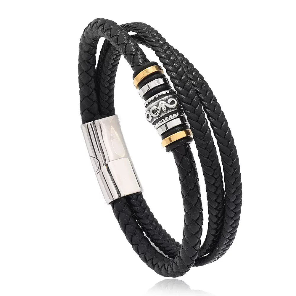 Classic Men's Leather Bracelet New Style Hand-woven Multi-layer Combination Accessory Fashion Man Jewelry 5