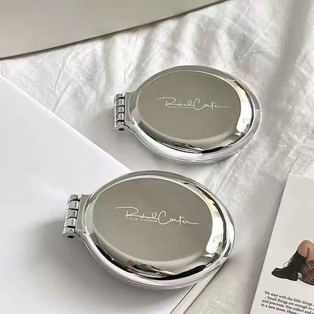 Mini Folding Round Hairbrush with Pocket Air Cushion & Double Sided Cosmetic Mirror ABS Material Personalized