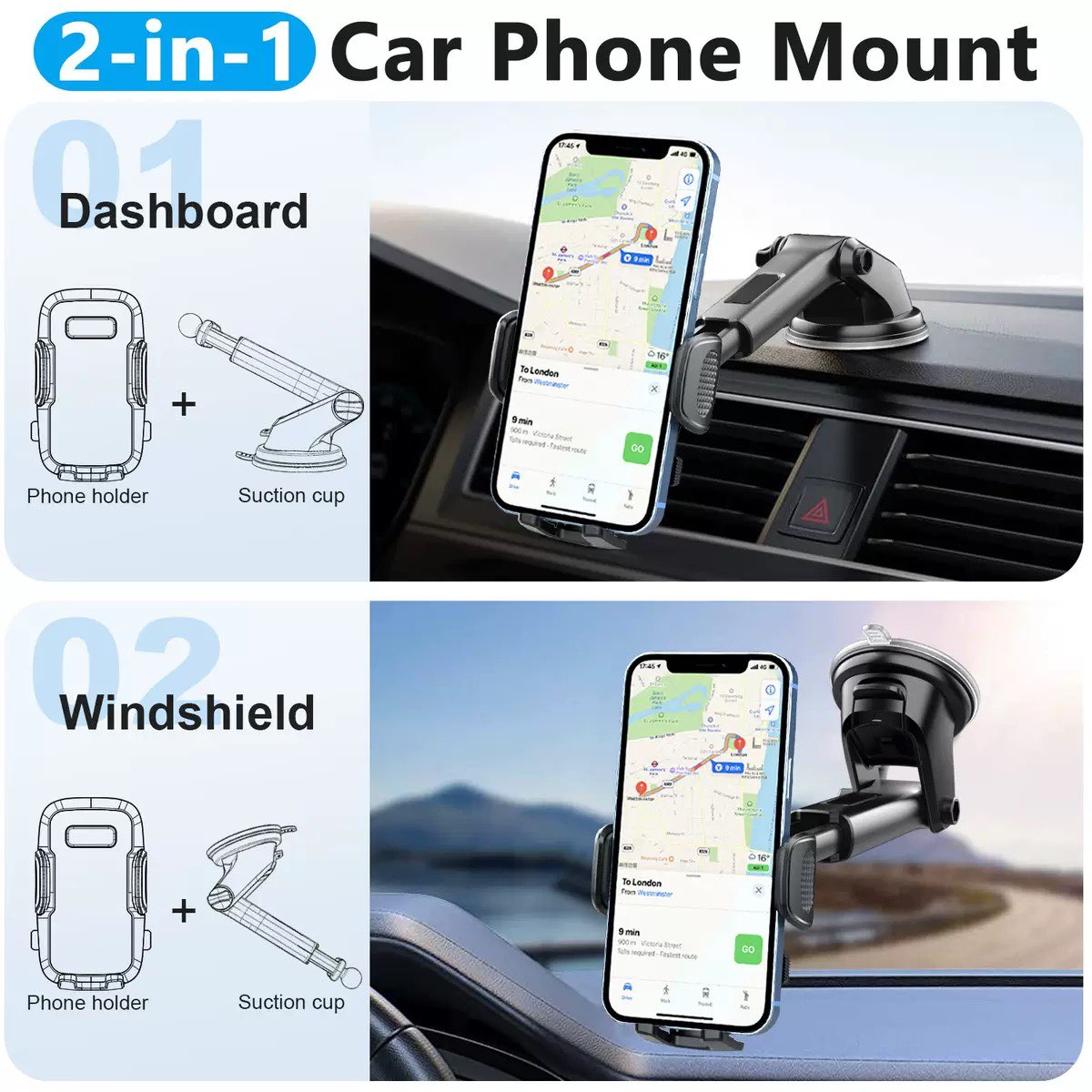 085X4 FOR DASHBOARD AND WINDSCREEN-PHONE CAR HOLDER