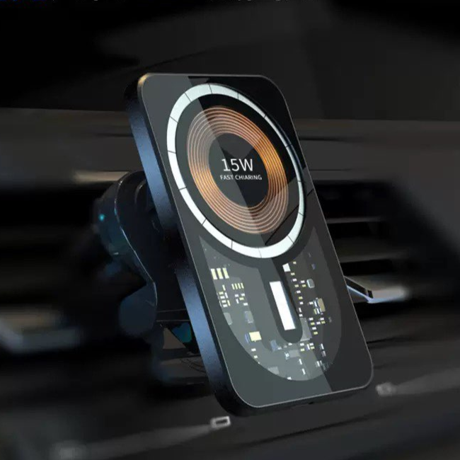 15W Magnetic Transparent Wireless Quick Charger-PHONE CAR HOLDER