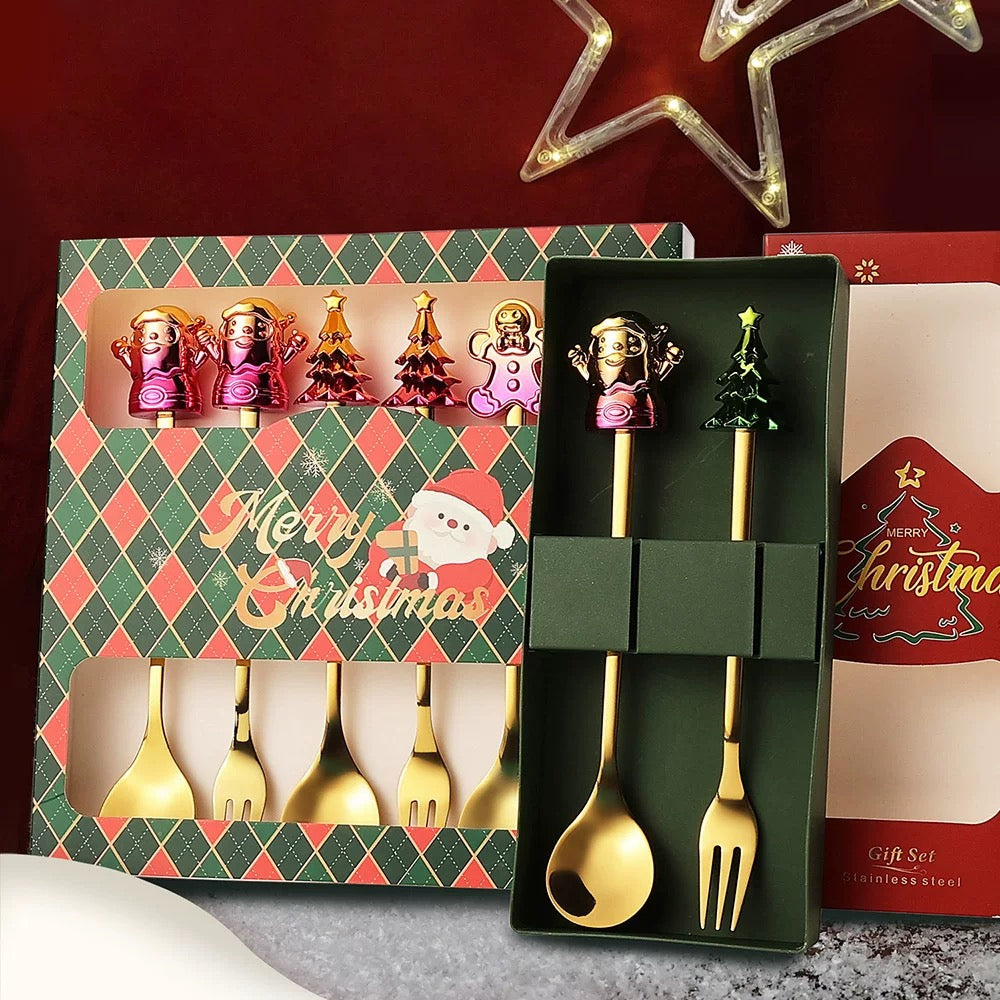 Christmas Stainless Steel Tableware Gift Set – 2PCS Spoon & Fork Set