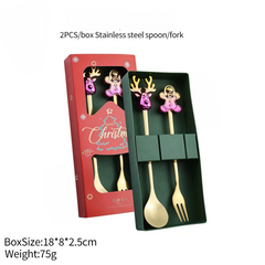 Christmas Stainless Steel Tableware Gift Set – 2PCS Spoon & Fork Set