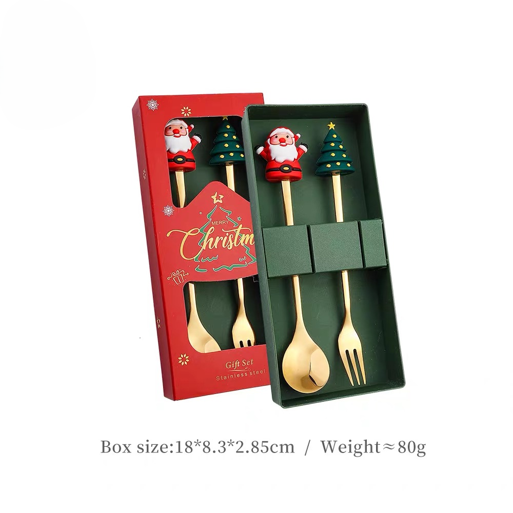 Christmas Stainless Steel Tableware Gift Set – 2PCS Spoon & Fork Set