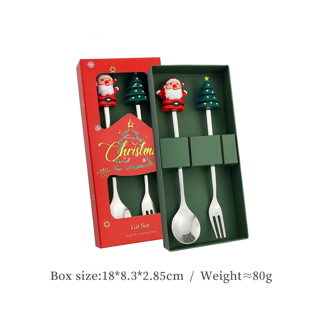 Christmas Stainless Steel Tableware Gift Set – 2PCS Spoon & Fork Set
