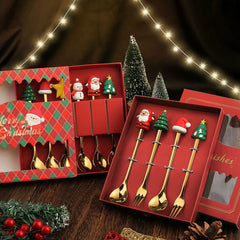 Christmas Stainless Steel Tableware Gift Set – 4PCS Spoon & Fork Set