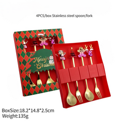 Christmas Stainless Steel Tableware Gift Set – 4PCS Spoon & Fork Set