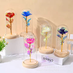 LED ENCHANTED ROSE GLASS DOME