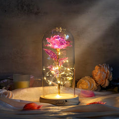 LED ENCHANTED ROSE GLASS DOME