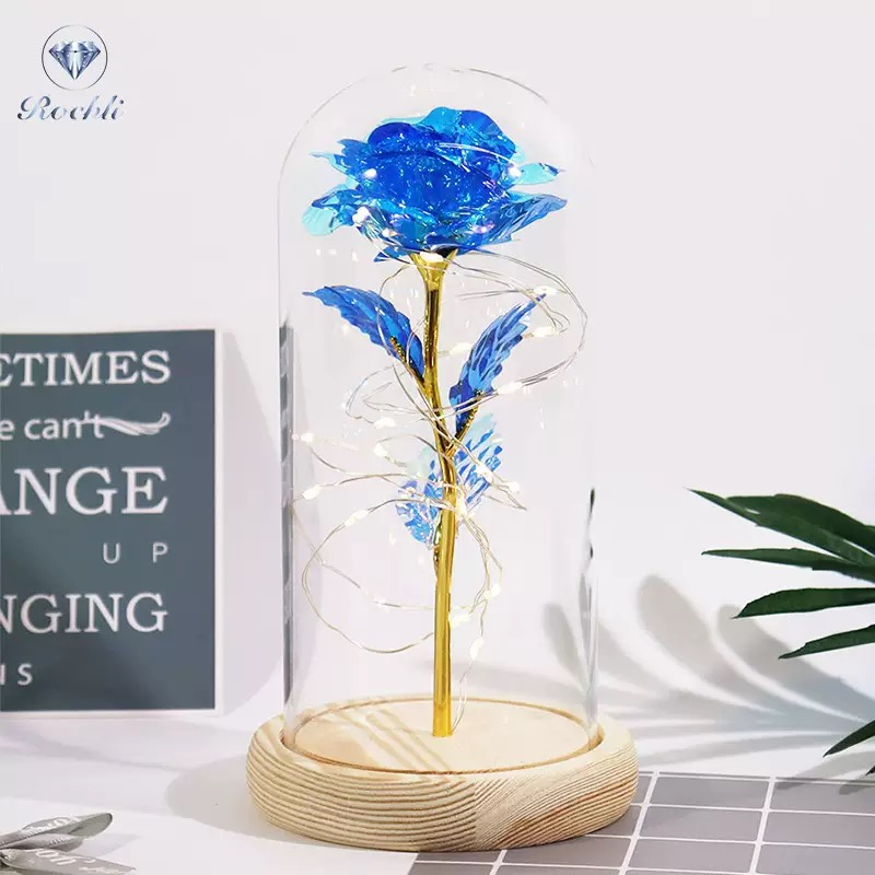 LED ENCHANTED ROSE GLASS DOME