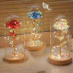 LED ENCHANTED ROSE GLASS DOME