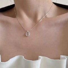 Ladies Necklace Oval Crystal