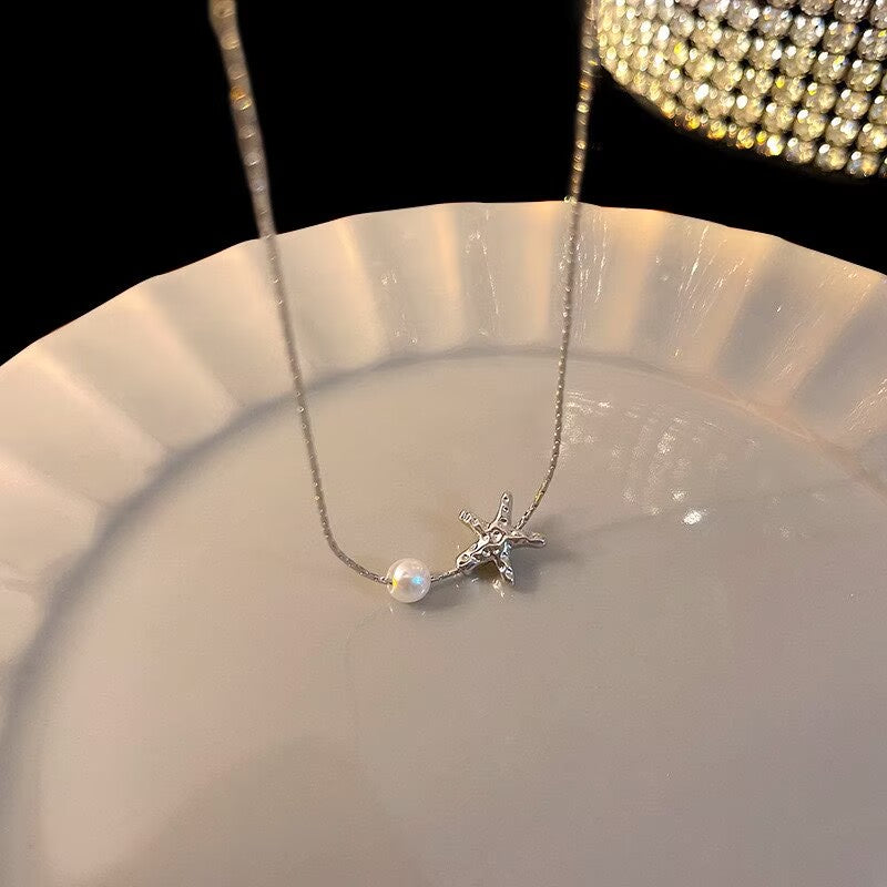 Ladies Necklace Pearl Starfish