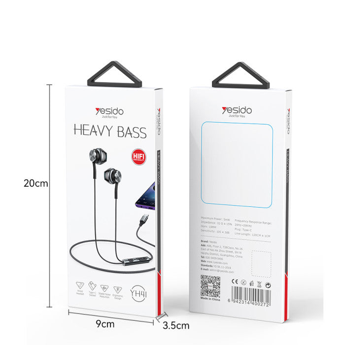 YESIDO YH41 Type-C Aluminum Alloy In-ear Wired Earphone