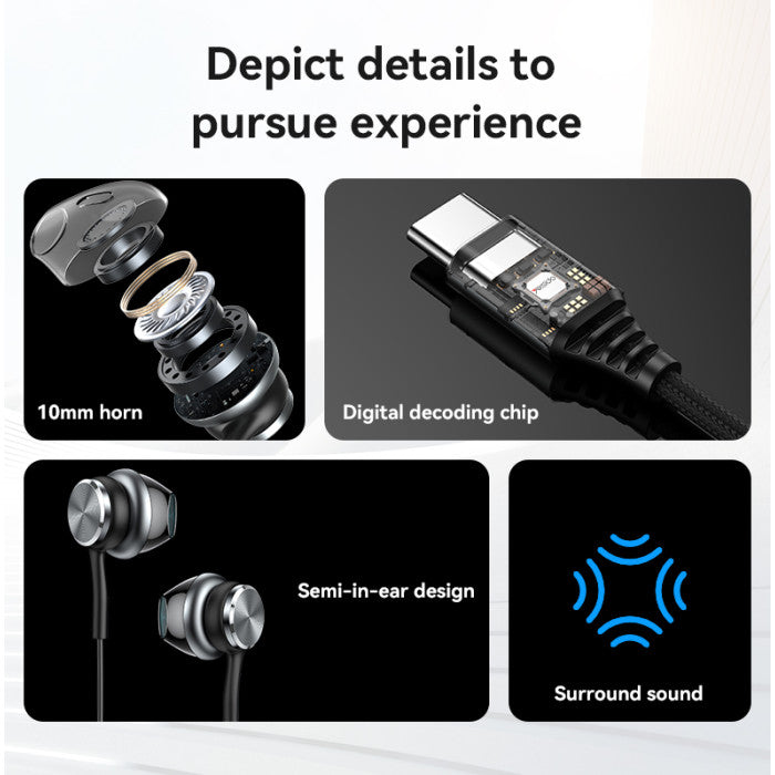 YESIDO YH41 Type-C Aluminum Alloy In-ear Wired Earphone