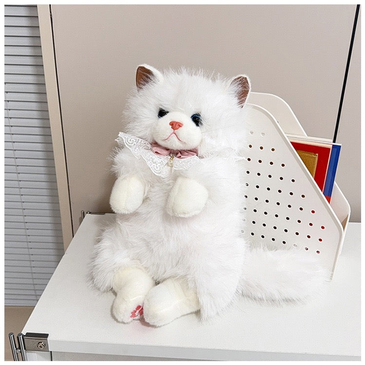 Realistic Ragdoll Cat Plush Backpack Cute Kitten Stuffed Animal Shoulder Bag Soft Plush Toy Gift for Girls Kids