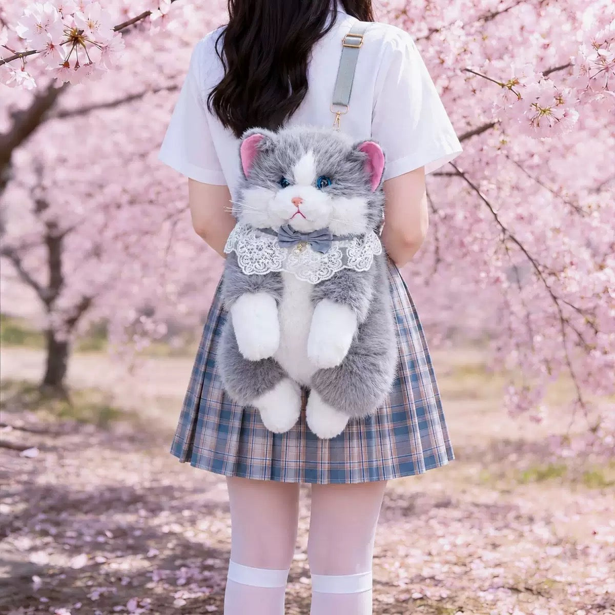 Realistic Ragdoll Cat Plush Backpack Cute Kitten Stuffed Animal Shoulder Bag Soft Plush Toy Gift for Girls Kids