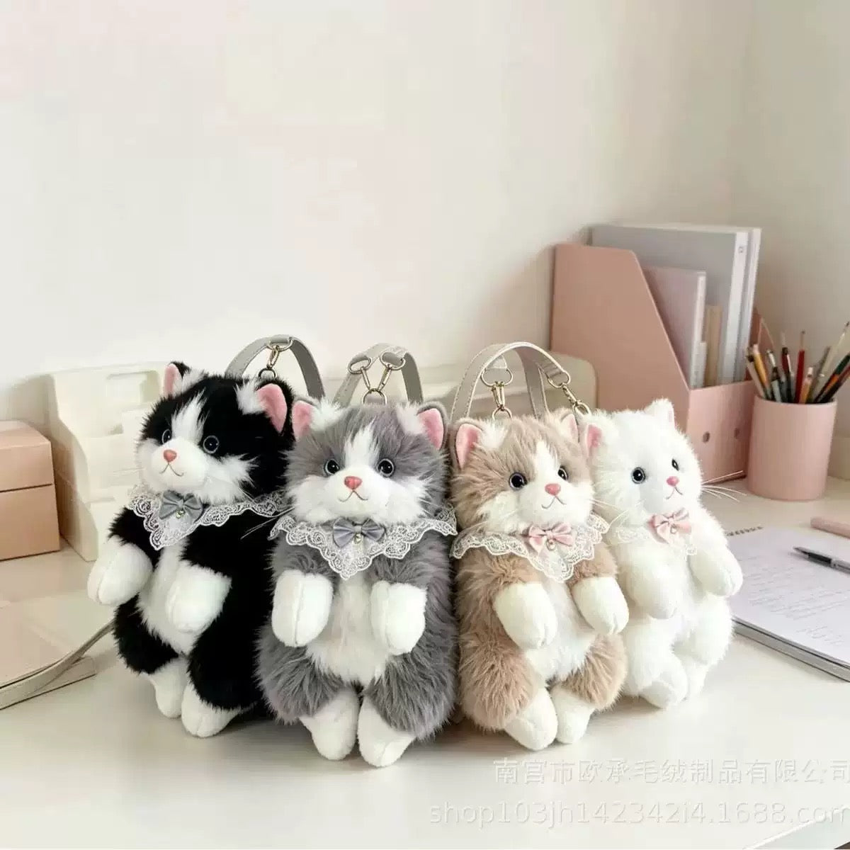 Realistic Ragdoll Cat Plush Backpack Cute Kitten Stuffed Animal Shoulder Bag Soft Plush Toy Gift for Girls Kids